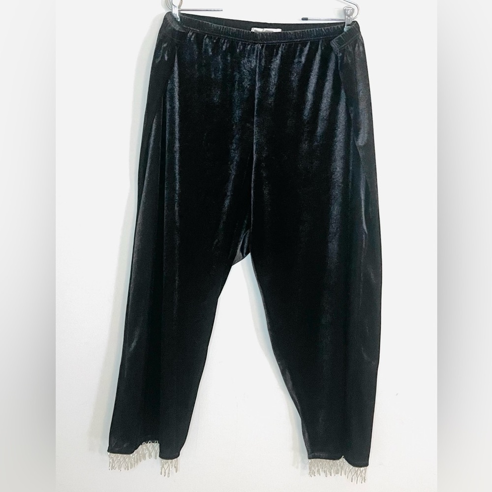 Cacique Pull On Velvet Rhinestone Tassel Fringe Pants Sz 3X 22-24